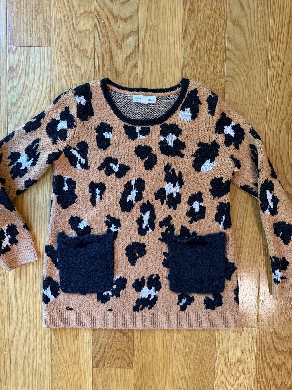 Tucker + Tate Leopard Pocket Crew Sweater - Camel, Black, White
